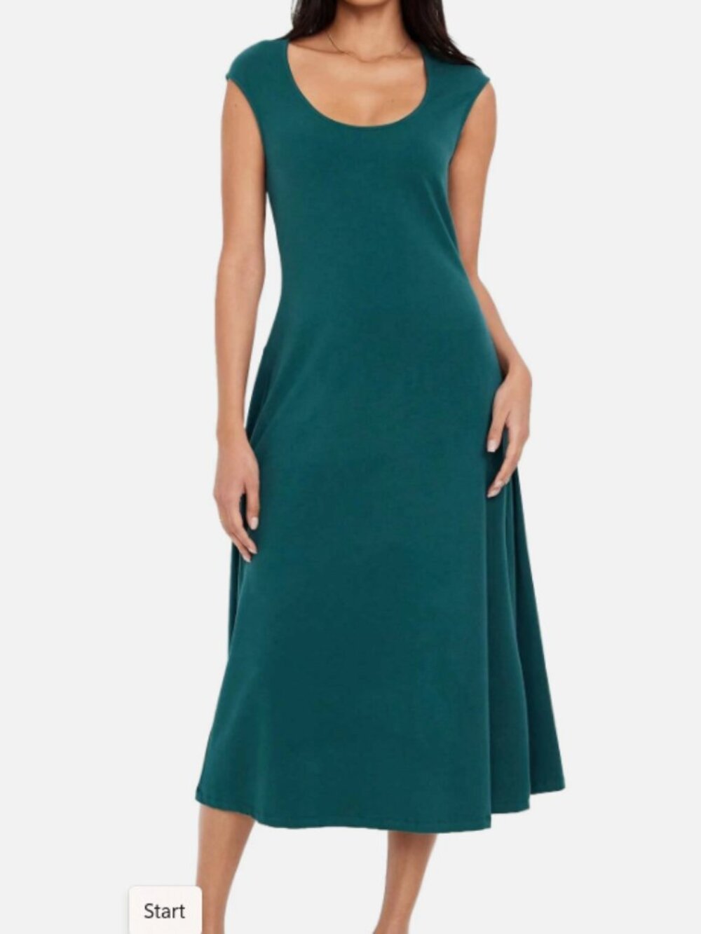Fit & Flare Scoop Neck Dress - Green